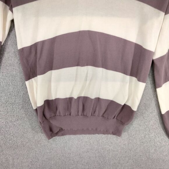 Ralph Lauren Sport Pullover Sweater Womens Size M Lavender White Striped V-Neck - Picture 3 of 11